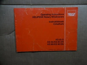 Deutz Fahr KS 85 90 85D Helipede Rotary Windrower Manual del Propietario Operadores - Imagen 1 de 4