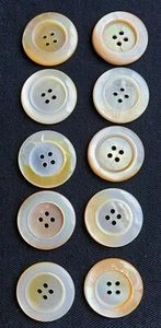 Shell Buttons Set of 10 23mm Apricot Orange Pearly Shell Vintage(9977) - Picture 1 of 10