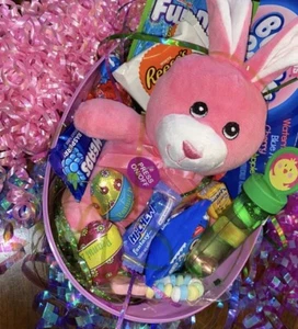 Large 10” Easter Egg Gift Music Plushie & Goodies -Cute Bunny Premade Kid Basket - Picture 1 of 5