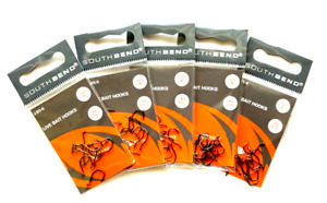 5 Packs South Bend Live Bait Hooks Size 6 Bronze 10 Count Package J-85-6