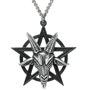Alchemy Gothic Baphomet Pendant Pentagram Occult Goat Head Deity Necklace P906 - Picture 1 of 3