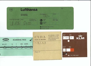 AIRLINES 4 BOARDING PASSES LUFTHANSA SABENA KLM C.Y.D.S. - B.I.A.S. VINTAGE - Picture 1 of 2