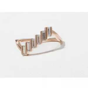 Goldband Diamant Verlobung 14K Rose GLI HRD Lab Grown Baguetteschliff 0,40 Karat - Bild 1 von 6