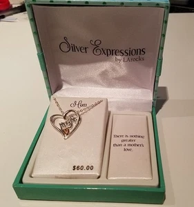 Womens Silver Expressions by LA rocks Mom Heart 16" Necklace in pretty gift box - Bild 1 von 6