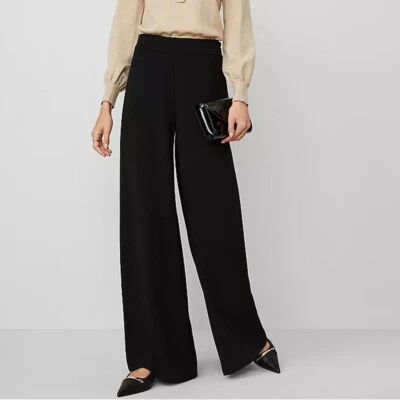 NWOT Ann Taylor The Dramatic Wide-Leg Crepe Dress Pant Black 836165 Size 12 - Image 1 of 4