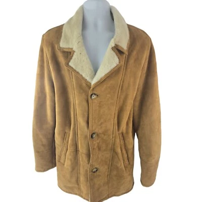 AUTUNNO Men's Suede Sheepskin Shearling Lamb Fur Coat Jacket S M Turkey - Image 1 of 4