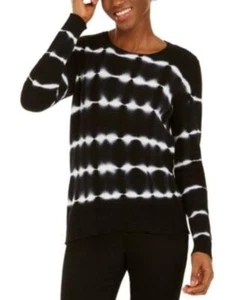 MSRP $80 Inc Petite Cotton Tie-Dyed Striped Sweater Black Size Petite Medium - Picture 1 of 1