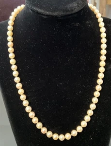 Vintage Freshwater Pearl NECKLACE 14K Yellow GOLD Clasp 18 in 5.93- 6.2 mm - Picture 1 of 4