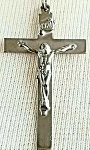 Vintage 925 Sterling Silver Crucifix Jesus Cross Medal Pendant Necklace 18" - Picture 1 of 4