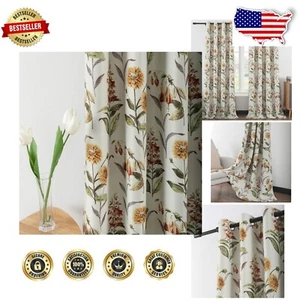 Stylish Floral Drapes for Living Room - 2 Pack of 52" x 63" Curtains, Easy Care - Picture 1 of 11