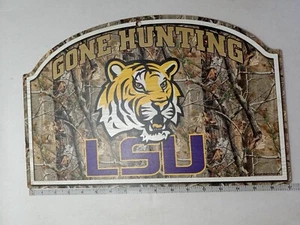 Lsu -Gone Hunting -Sign -Wincraft- welcome front porch sign-16x8 inches REALTREE - Picture 1 of 9