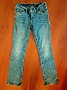 Silver Jeans SUKI Mid Slim Boot Super Stretch size 27 x 28 Flap Button Pockets - Picture 1 of 6