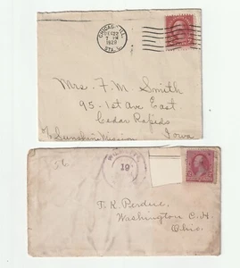 (2) Antique 1891-1929 Washington 2 Cents Stamps Cover W/Letter - Picture 1 of 3