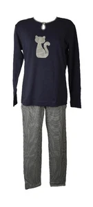 Damenpyjama RAGNO mit warmem Winter-Henley-Kragen aus Baumwolle, Hose mit Bündch - Bild 1 von 5