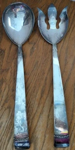 Vintage drei Kronen Silber Teller Serviergabel & Löffel Utensilien Salat Esszimmer Set MCM - Bild 1 von 8