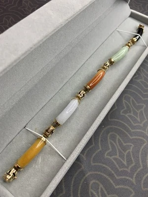 Pulsera Oro 14K con Gemas Multicolores - Excelente Estado, Antigua Foto 1 de 4