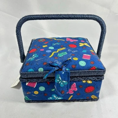 ¡Nuevo! Caja de Costura Cubierta de Tela Vintage Cesta Acolchada Costura Bandeja Extraíble Foto 1 de 4