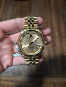Burei Men's Automatic Watch Gold Tone, 50M Water Resistant - Picture 1 of 8