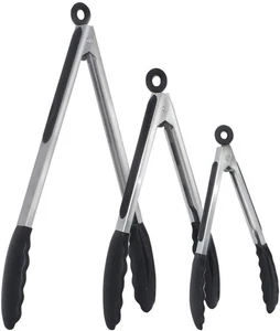 7/9/12 Zoll Silikon Grillzange - Verriegelung Edelstahl rutschfeste Werkzeuge - Bild 1 von 30