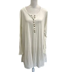 Free People Stufen Minikleid Knopfleiste Langarm Boho weiß Größe L - Bild 1 von 10