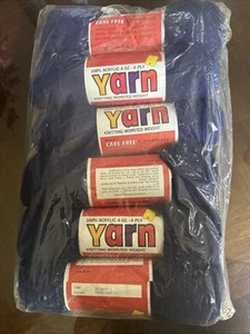 New Vintage Creslan Yarn 4 oz 4 Ply Navy (76) Lot Of 6 Skeins New Free Shipping - Foto 1 di 4