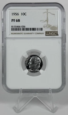 1956 Proof Roosevelt Dime 10c NGC PF68 DDO Brilliant Uncirculated - Image 1 of 3