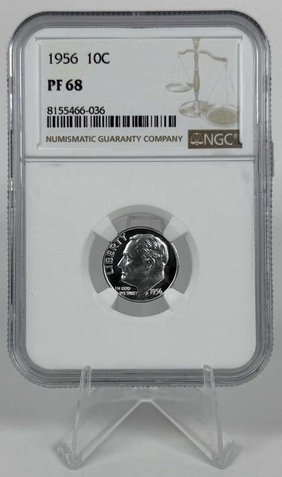 1956 Proof Roosevelt Dime 10c NGC PF68 DDO Brilliant Uncirculated - Image 1 of 3