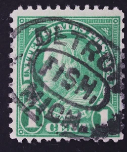 US DETROIT MICHIGAN MI FISH. DOUBLE OVAL CITY CANCEL POSTMARK HANDSTAMP SOTN SON - Picture 1 of 3