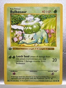 Bulbasaur 44/102 - 1st edition Shadowless Base 1999 - English - LP - Picture 1 of 15