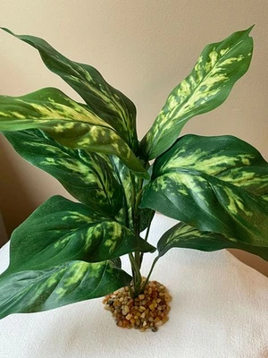 14-дюймовая большая 10-листная пятнистая шелковая пестрая золотая рыбка и бетта ДИФФЕНБАХИЯ - Изображение 1 из 4