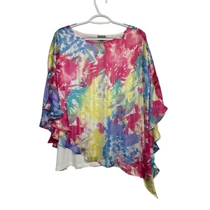 Blusa Chicos tie dye forrada transparente para mujer XL vibrante artística hada tropical resort - Imagen 1 de 9