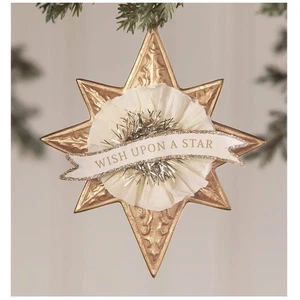 3.5" Bethany Lowe Wish Upon A Star Dorado Retro De Colección Adorno de Navidad Decoración - Imagen 1 de 1