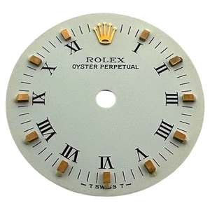 Rolex Oyster Perpetual genuino 24 mm esfera romana blanco y oro 67193 - Imagen 1 de 4