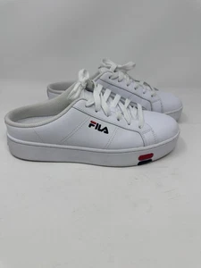 Fila White Redmond Mule Casual Sneaker Lace Up Slip On Leather Women's Size 7.5 - Picture 1 of 6