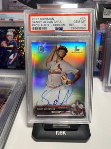 2017 Bowman Sandy Alcantara PROS. AUTO-CHROME-REF. /499 #SA PSA 10 - Picture 1 of 3