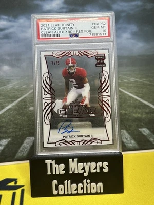2021 Leaf Trinity #CA-PS2 Pat Surtain II Clear Auto Red #/15 PSA 10💎POP 1💎 - Image 1 of 4
