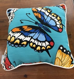 Pillow Perfect Butterfly Garden Turquoise Indoor/outdoor 16” Sq Pillow - Picture 1 of 5