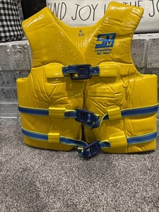 Vintage 80s Ski Master Life Vest Jacket Sail 'N Ski Yellow Size ML 35”-38” - Picture 1 of 4