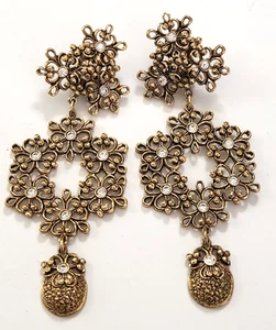 Vtg Jose Barrera for Avon Imperial Elegance Clip On Earrings Goldtone Rhinestone - Picture 1 of 6