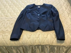 ARMANI COLLEZIONI LAMBS LEATHER JACKET BLUE Size 40. 6/8 Aust - Picture 1 of 6