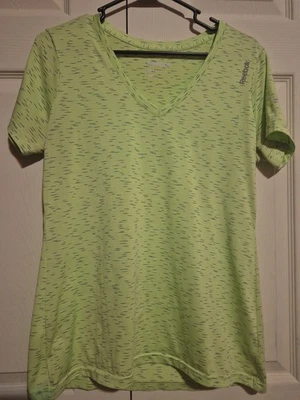 Reebok Women's Short Sleeve V-Neck Green Athletic Shirt Size Medium - Image 1 of 3
