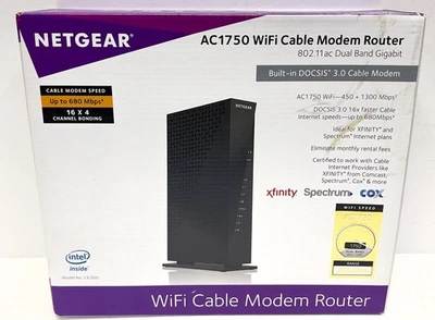 NETGEAR AC1750 C6300 Wifi Cable Modem Router Dual Band Gigabit Open Box used - Image 1 of 4