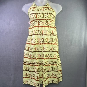 CIA MARITIMA Dress Halter Women Small Green Brown Tribal Stretch Coverup - Picture 1 of 13