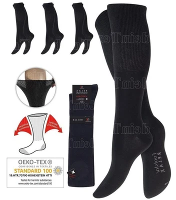 FOOTSTAR 3-6-9 Paia Calze Ginocchiere Diabetici Salute Cotone Gambo Lungo Senza Gomma