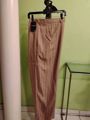 PANTALONES BLACK LABEL EMPORIO ARMANI GIORGIO ARMANI-LATTE mezcla de lino--$545-con etiqueta-eu56 Foto 1 de 4