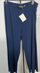 Bob Mackie Damen 2X P Petite Navy Blau Flüssig Strick Hose Weites Bein Gummibund - Bild 1 von 6