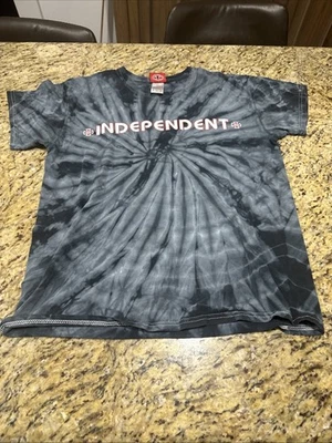 Camisa Independiente Para Hombre Mediana Negra Gris Tie Dye Skateboarding Cruz Logo Camiseta Foto 1 de 4