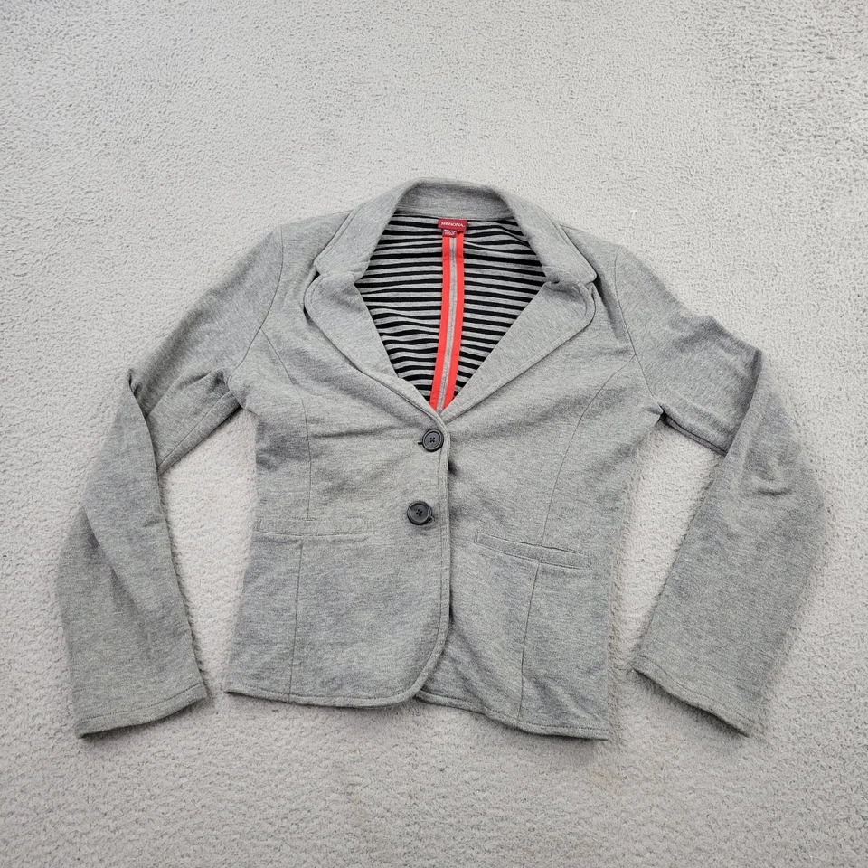 Blazer Merona Mujer XS Gris Bolsillos Botón Manga Larga Foto 1 de 4