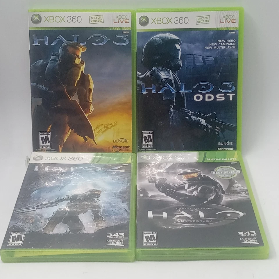 Halo Xbox 360 Lot Halo 3 Halo 3 ODST Halo 4 Halo Anniversary Untested - Image 1 of 4