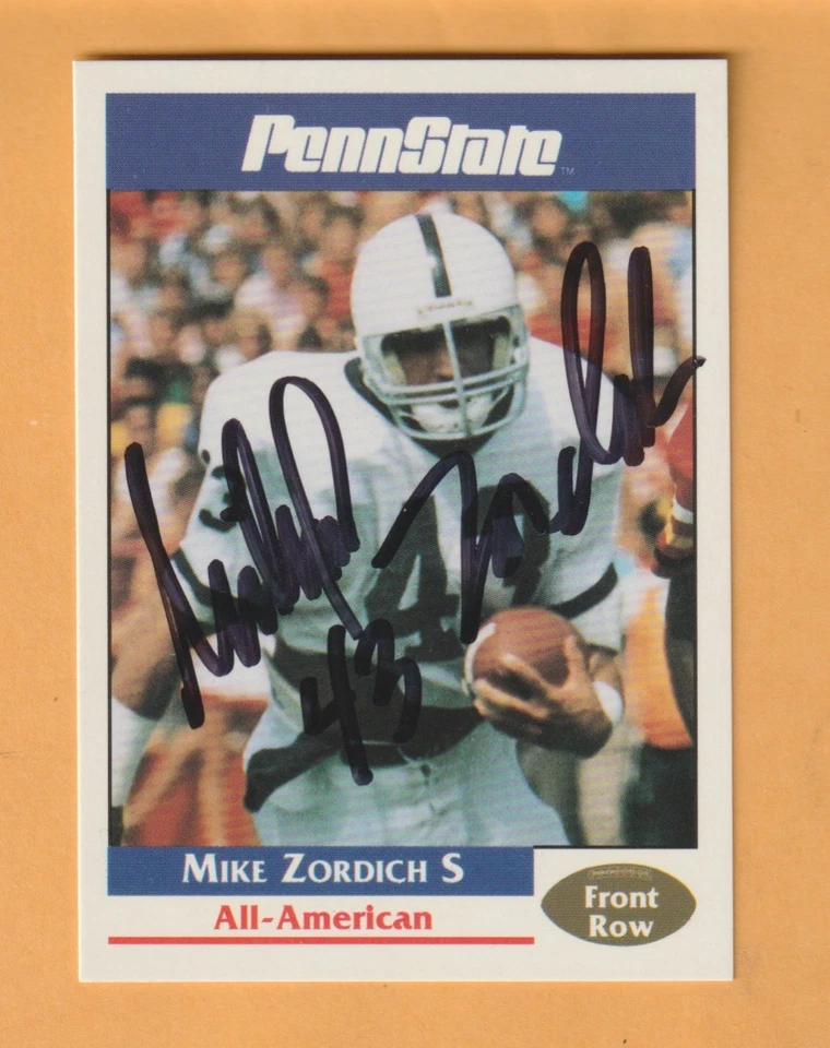 Mike Zordich Penn State Nittany Lions AUTO Signed 1992 Front Row Youngstown OH - Image 1 of 2
